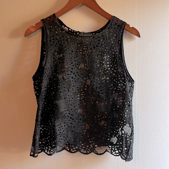 Zara Tops Zara Black Open Lace Cropped Tank Poshmark